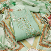 Pista Green Premium Cotton Unstitched Suit for Mehndi